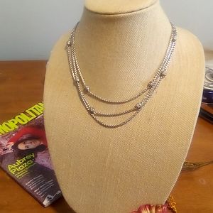 Vintage 90s Judith Ripka 925 S Silver Triple Strand Necklace